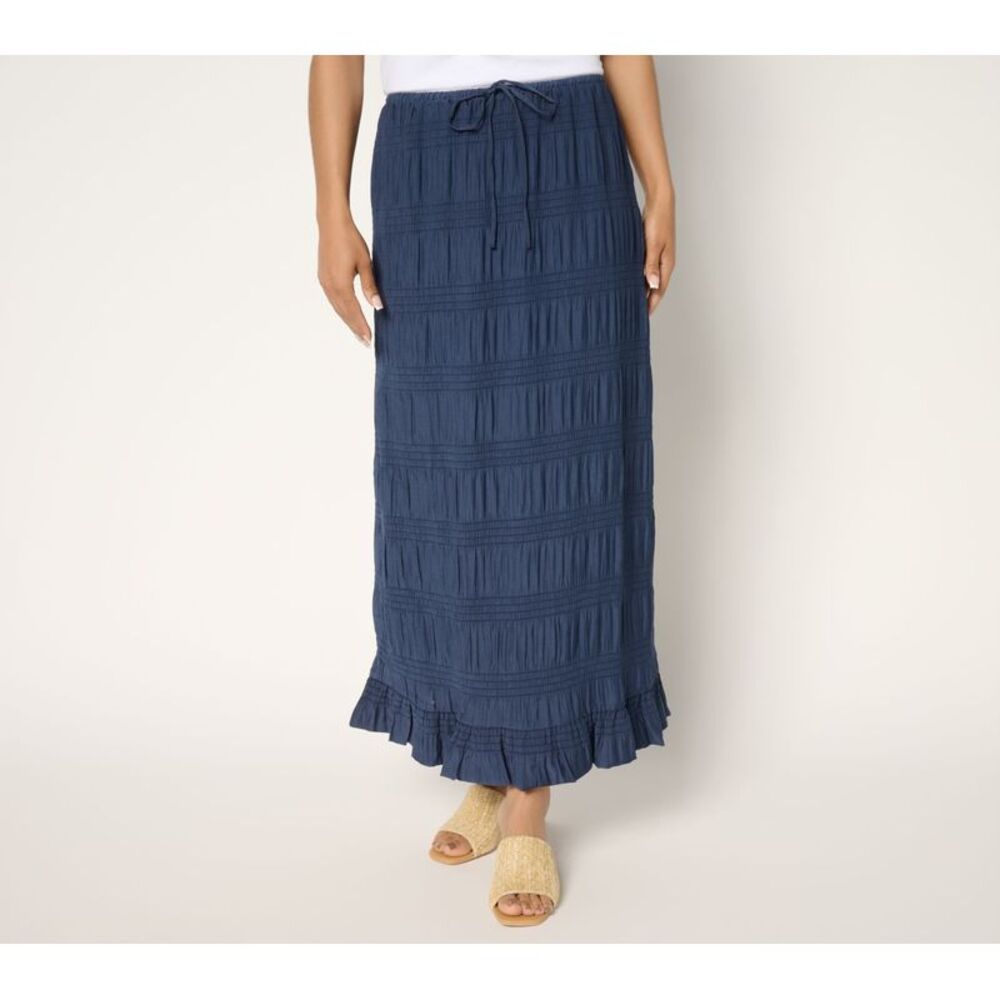 Me by Jennie Garth Women's Skirt Sz M Smocked Southampton Maxi Blue